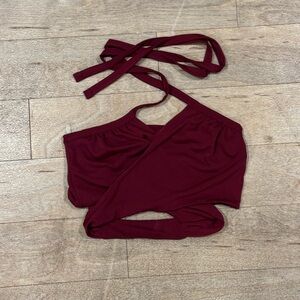 Forever 21 Wrap Crop Top Halter Size Small Maroon